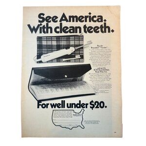 Vintage 1969 See America with Clean Teeth Toothbrush Map Advertisement Print Ad